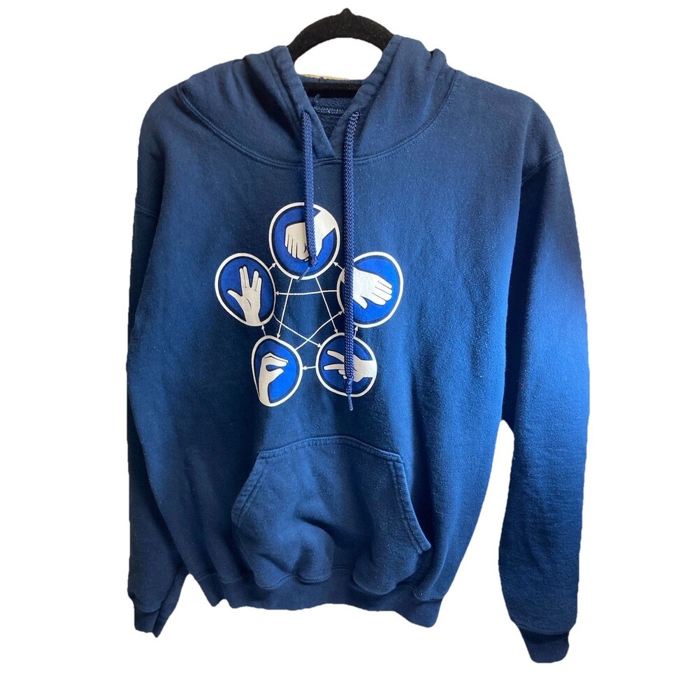 Rock Paper Scissors Lizard Spock BANG THEORY Blue HOODIE - Size S